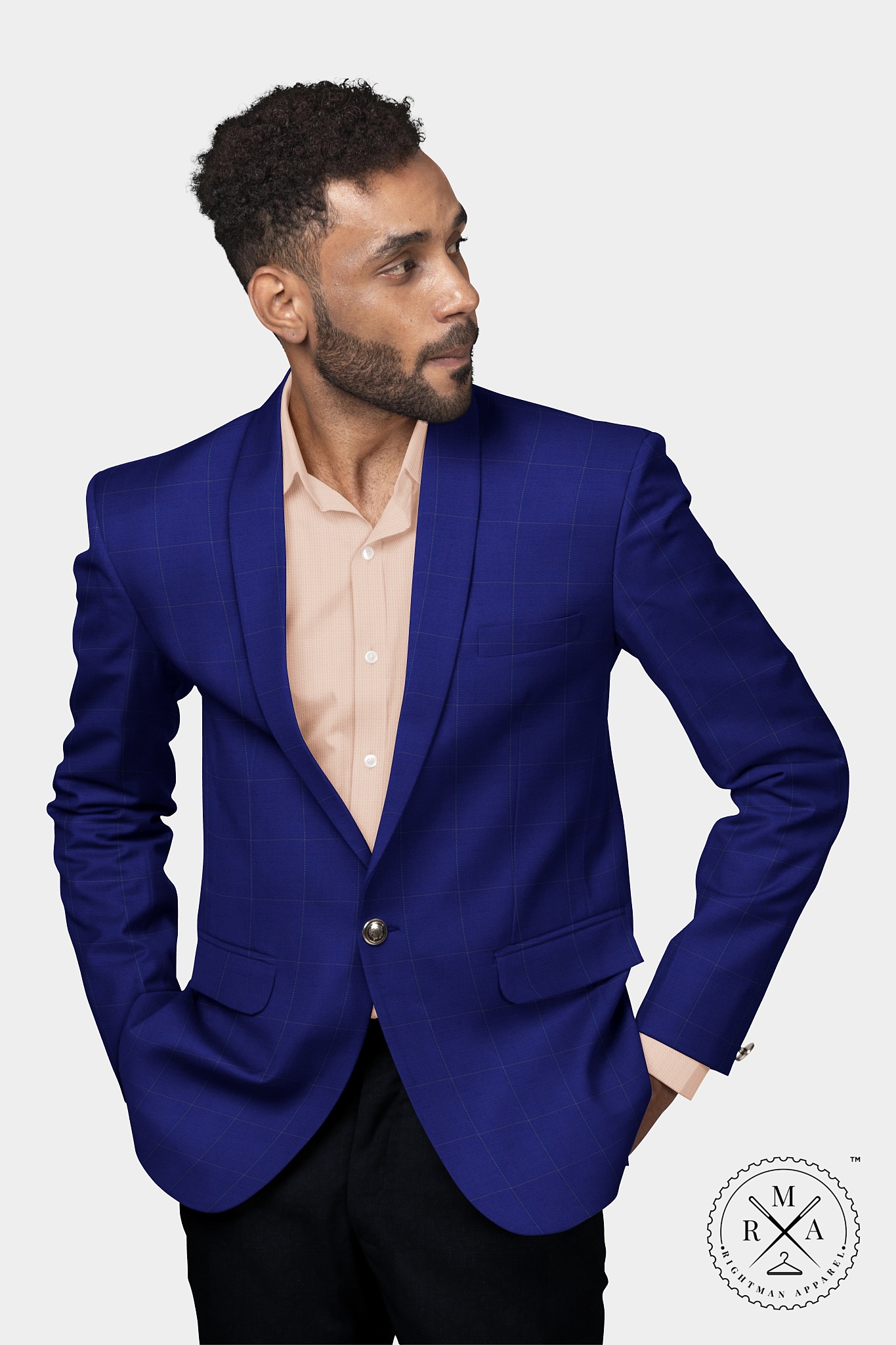 Blue Blazer With White Dotted Checks SU68